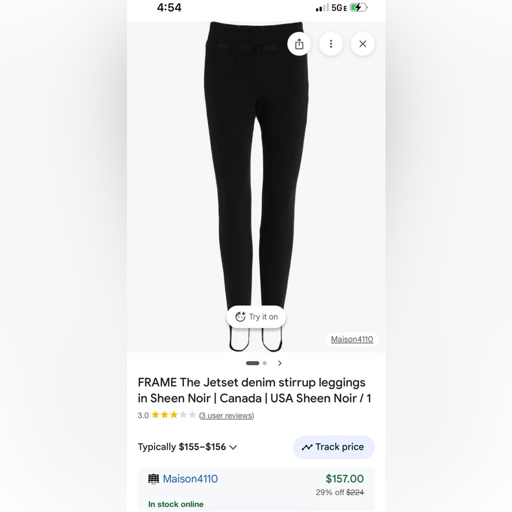 Frame Denim Women's Jetset Black Stirrup Leggings